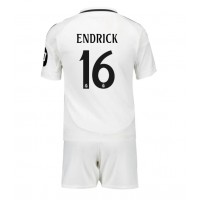 Camisa de Futebol Real Madrid Endrick #16 Equipamento Principal Infantil 2024-25 Manga Curta (+ Calças curtas)